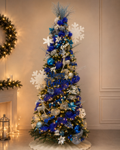 Cargar imagen en el visor de la galería, Arbolito Navideño en Renta – Estilo Peace Hope Joy Merry Christmas Blue & Silver Slim