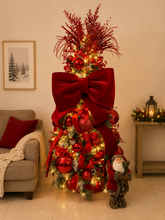 Cargar imagen en el visor de la galería, Arbolito Navideño en Renta – Estilo Red Velvet Bow & Santa
