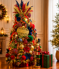 Cargar imagen en el visor de la galería, Arbolito Navideño en Renta – Estilo Royal Tartan Nutcracker Merry Christmas
